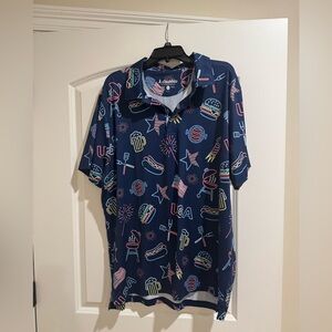 Chubbies Navy and Red Graphic Polo